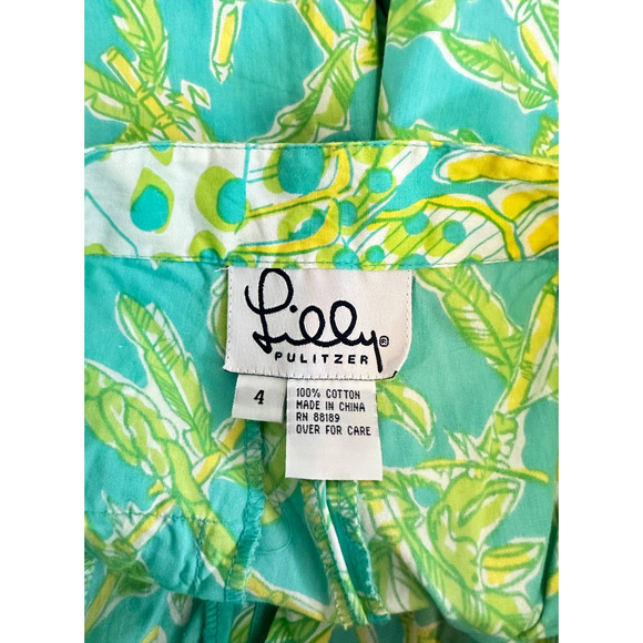 Lilly Pulitzer Vintage Bamboo Parrot High Waisted Bermuda Shorts Sz 4 - Picture 8 of 10